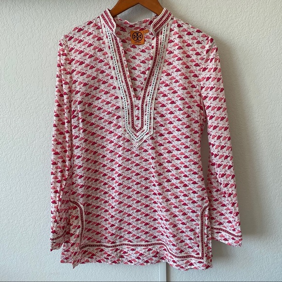 Tory Burch Flamingos Tunic Top